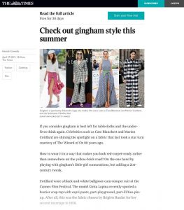 Check out gingham style this summer - The Times - thetimes-co-uk - 2018 04 27 - Alexandra Lapp - found on https://www.thetimes.co.uk/article/check-out-gingham-style-this-summer-dw2km9xvp