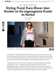 Diesen Herbst tragen wir alle Karo-Blazer über Hoodies - InStyle.de - 2018 09 16 - Alexandra Lapp - found on https://www.instyle.de/fashion/styling-trend-karo-blazer-ueber-hoodie