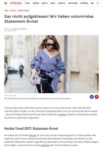 Herbst 2017 Voluminöse Statement Ärmel sind jetzt Trend - Instyle - 2017-10 - Alexandra Lapp - found on http://www.instyle.de/fashion/statement-aermel-volumen