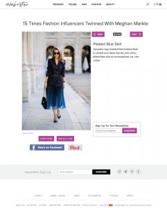 Pleated Blue Skirt - 15 Times Fashion Influencers Twinned With Meghan Markle - stylebistro com - 2019 03 - Alexandra Lapp - found on http://www.stylebistro.com/Fashion+Bloggers+Who've+Twinned+With+Meghan+Markle/articles/3TlVsr7KTV1/Pleated+Blue+Skirt