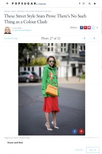 Unusual Colour Combination Outfit Ideas - POPSUGAR Fashion co uk - 2018 06 09 - Alexandra Lapp - found on https://www.popsugar.co.uk/fashion/photo-gallery/44887453/image/44887447/Green-Red